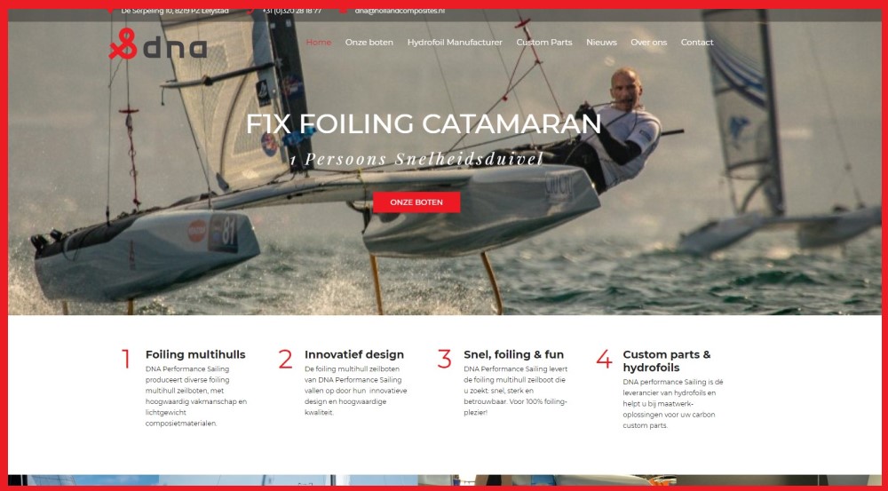 Nieuwe-NL-website-DNA-Performance-Sailing-homepage-nieuwe-site-foiling-boten-catamaran-trimaran-custom-carbon-parts-hydrofoils-hydrofoil-producent